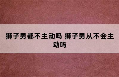 狮子男都不主动吗 狮子男从不会主动吗